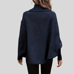 High-Neck Cable-Knit Sweater