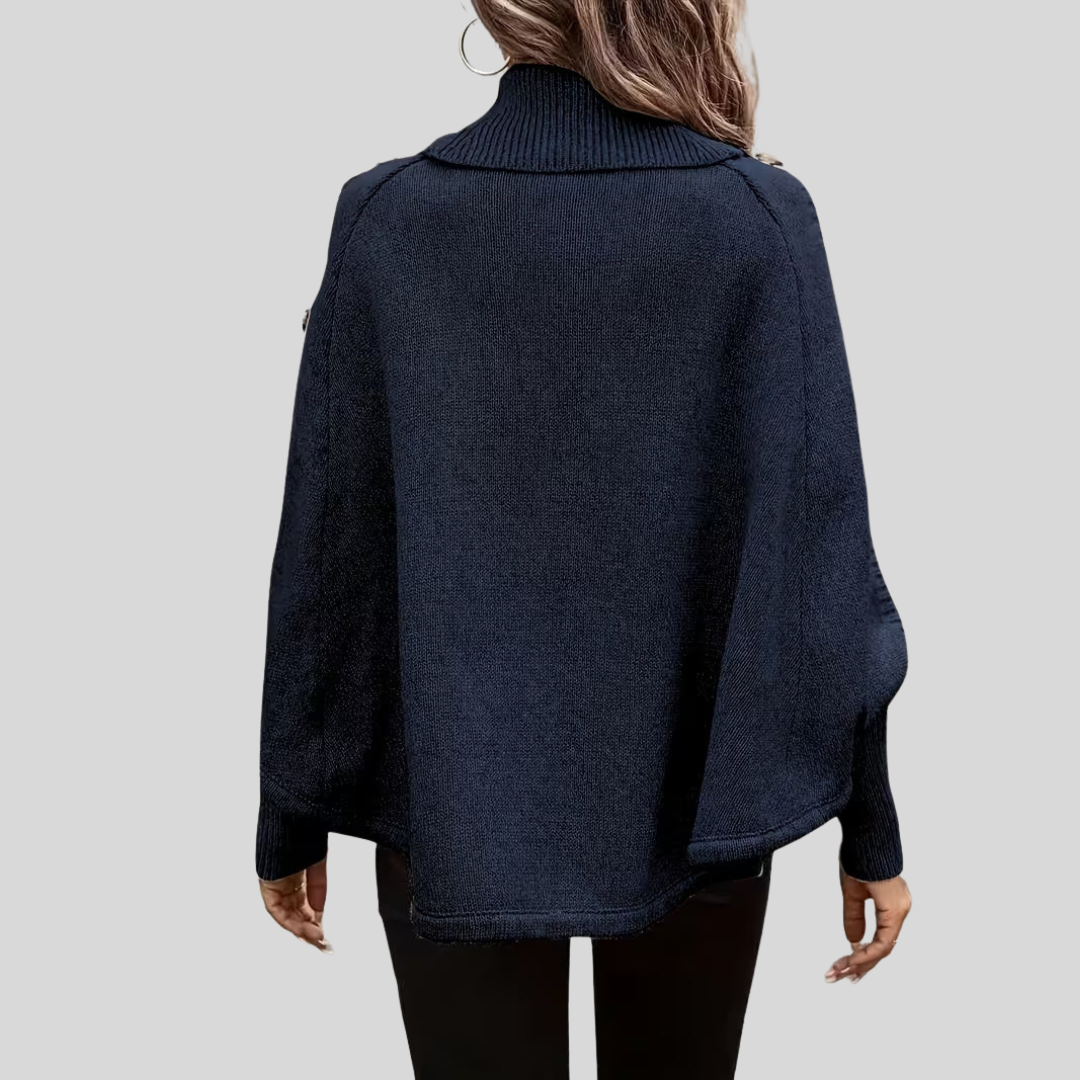 High-Neck Cable-Knit Sweater