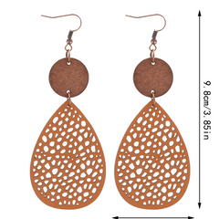 Vintage Style Hollow-Out PU Leather Drop Earrings