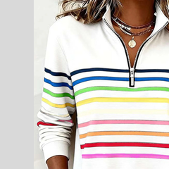 Colourful Striped Quarter-Zip Sweatshirt