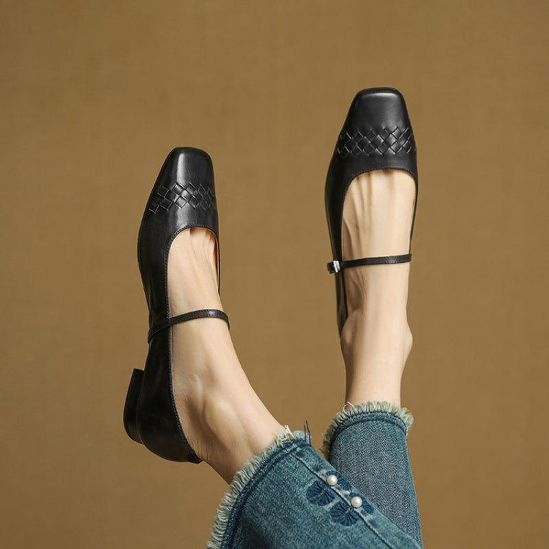 Square-Toe Mary Jane Flat