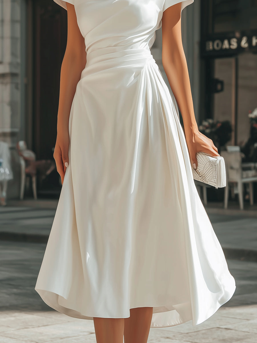 Celeste | Asymmetric Draped Midi Dress