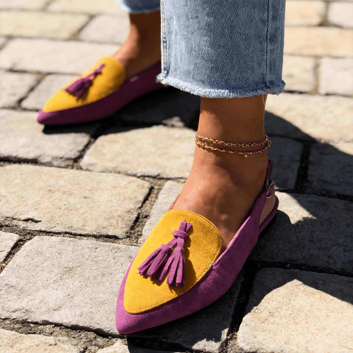 Slingback Mules with Tassels