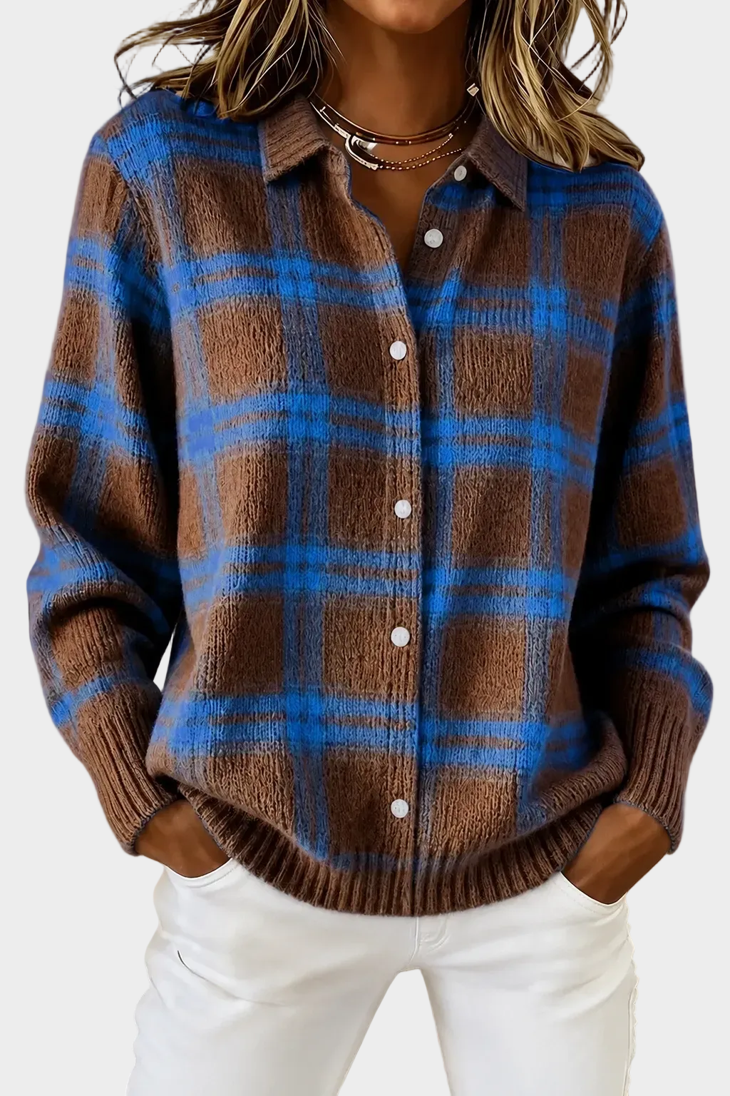 Elegant Plaid Cardigan