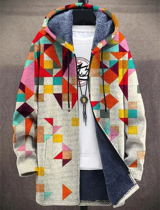 Art-Inspired Hooded Cardigan