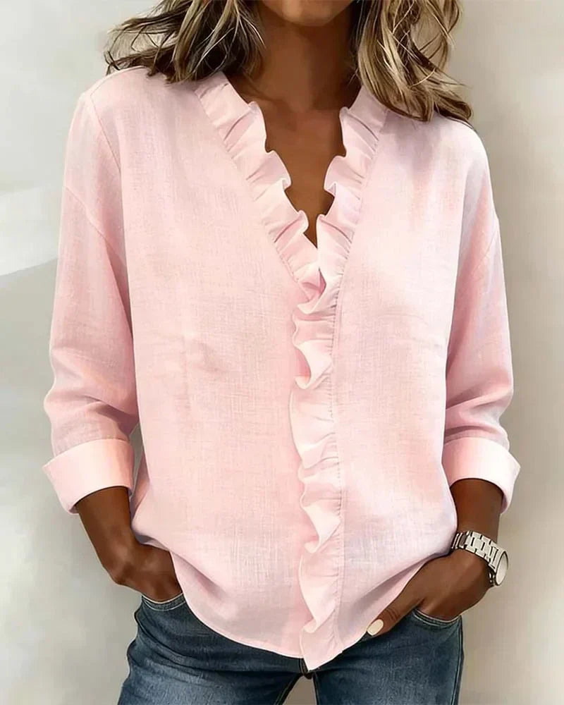 Rosalie | V-Neck Blouse with Ruffles