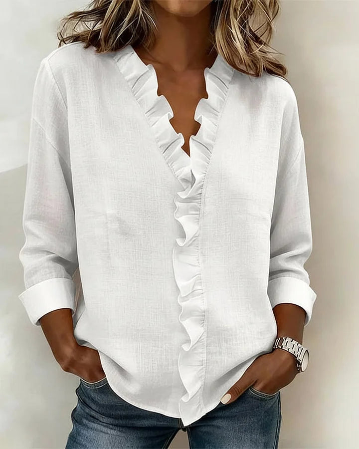 Rosalie | V-Neck Blouse with Ruffles