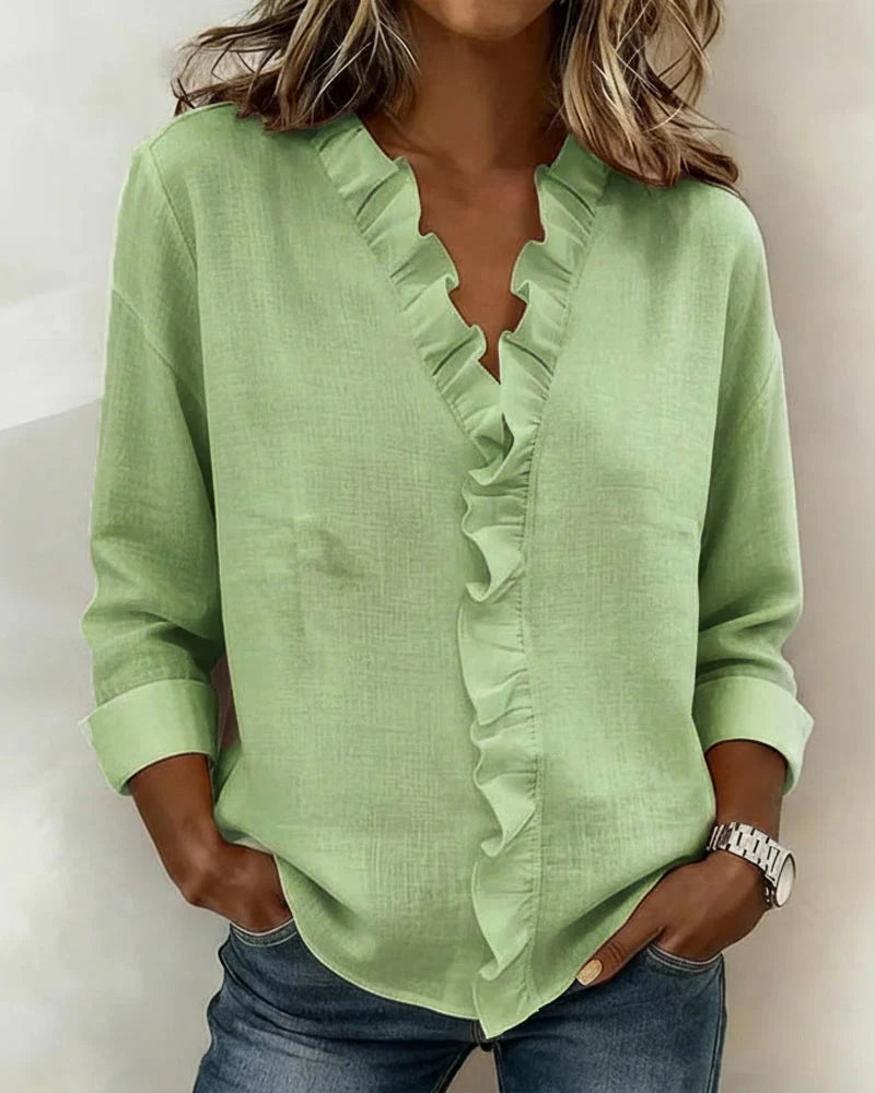 Rosalie | V-Neck Blouse with Ruffles