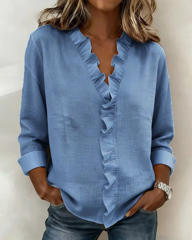 Rosalie | V-Neck Blouse with Ruffles
