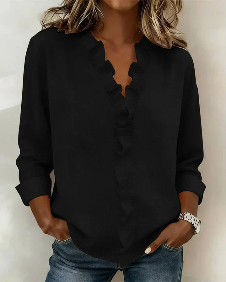 Rosalie | V-Neck Blouse with Ruffles