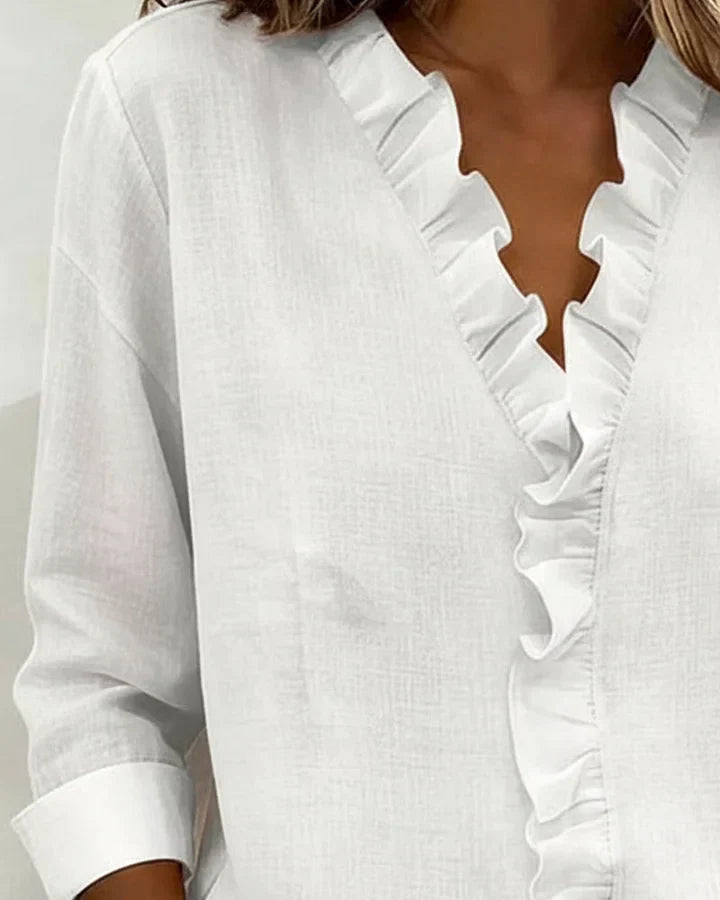Rosalie | V-Neck Blouse with Ruffles