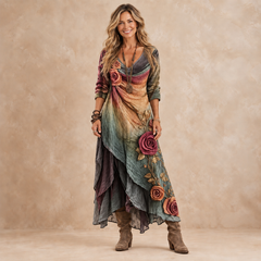 Layered Floral Bohemian Maxi Dress