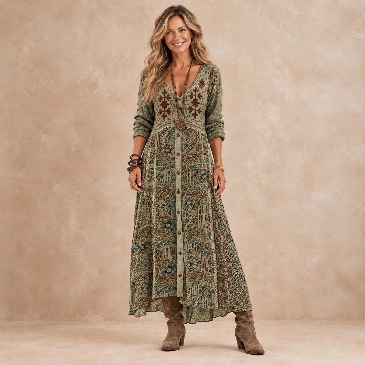 Vintage Botanical Maxi Dress