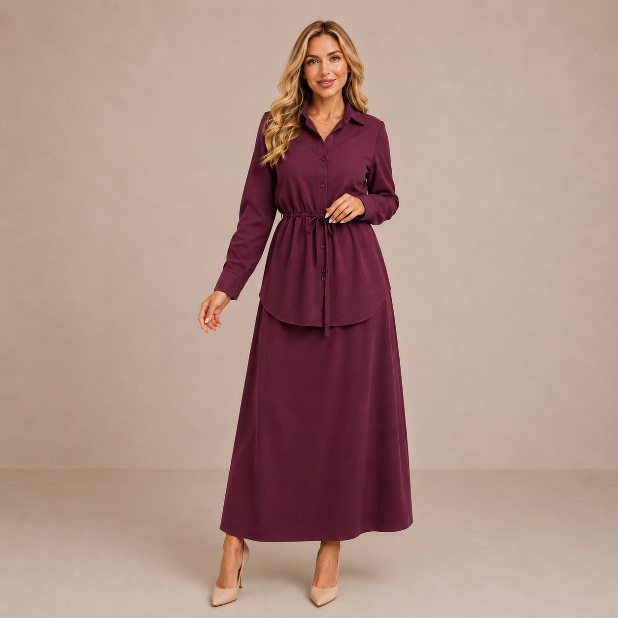 Kornelia | Tie-Waist Shirt & Skirt Set