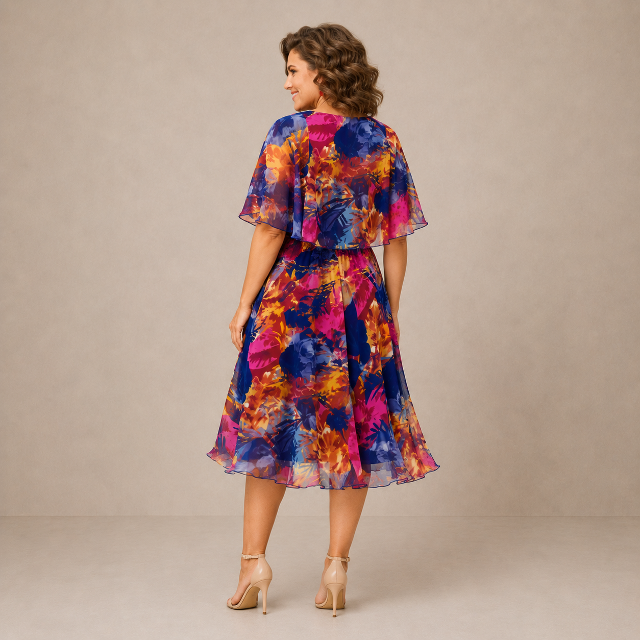 Willa | Bold-Print Midi Dress with Loose Sleeves