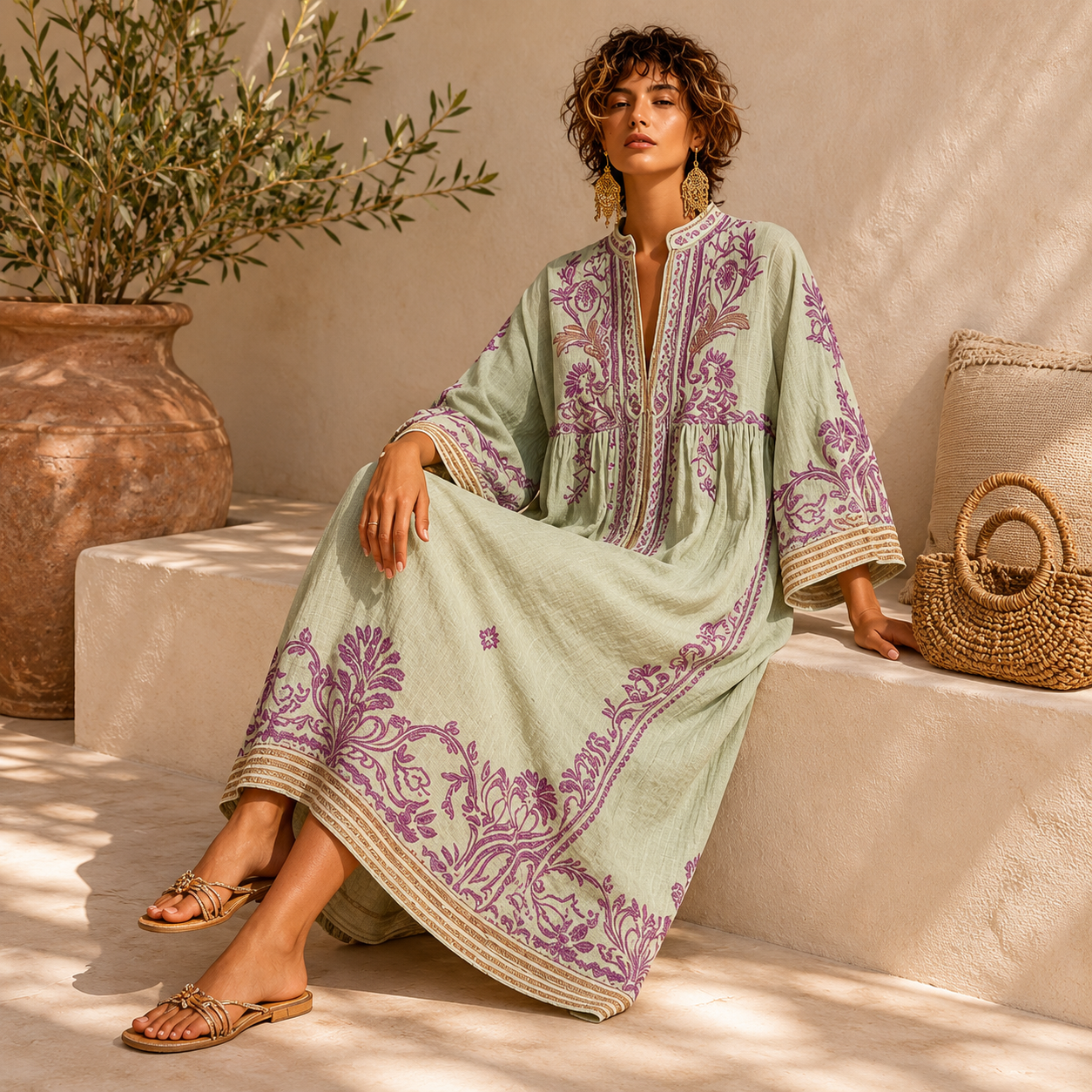 Celestia | Embroidered Boho Dress
