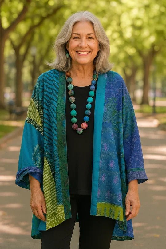 Elegant Drape Cardigan in blue