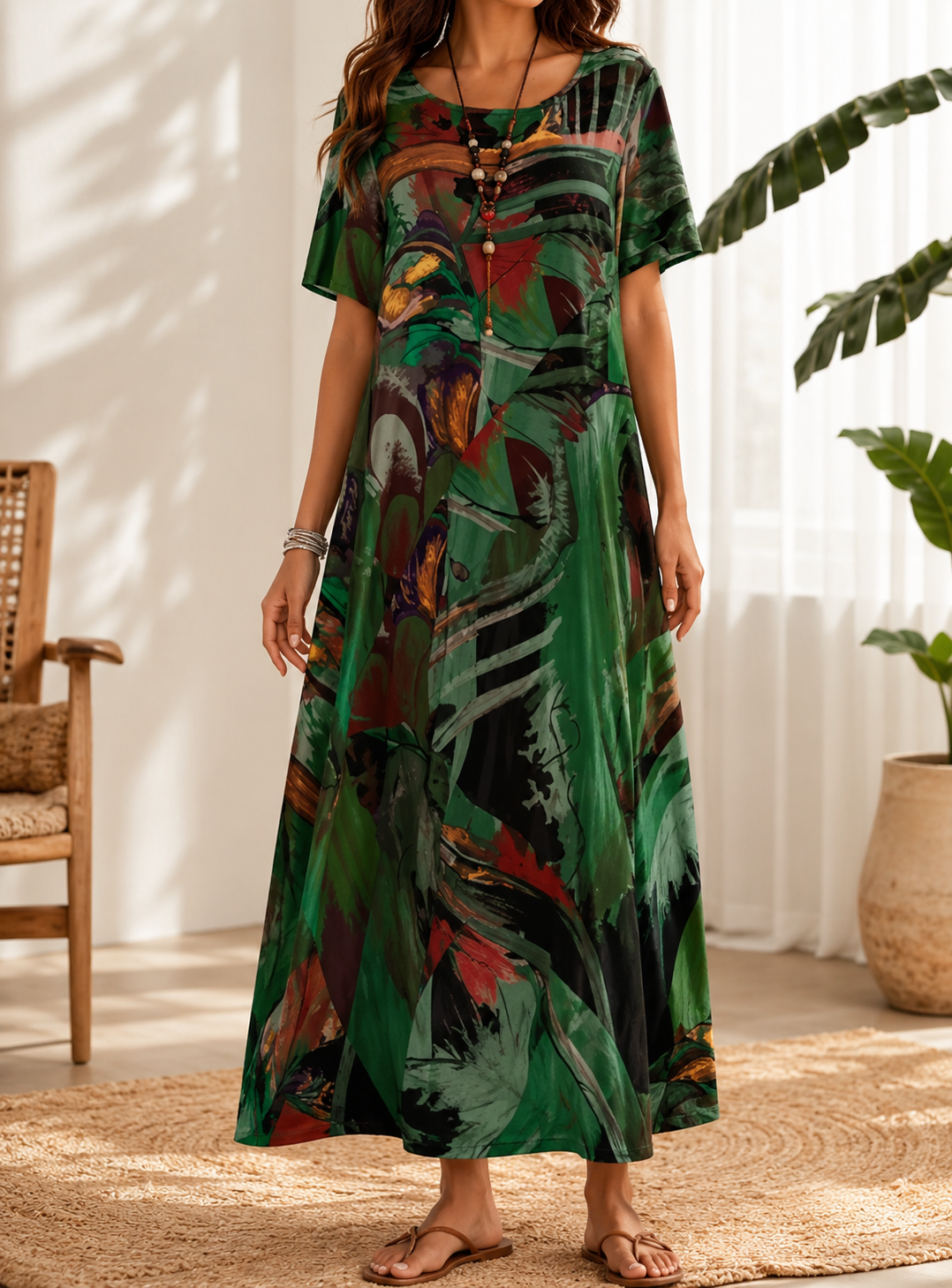 Thalia | Bold-Print Relaxed Midi Dress
