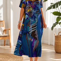Thalia | Bold-Print Relaxed Midi Dress