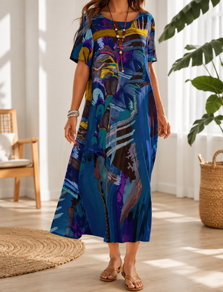 Thalia | Bold-Print Relaxed Midi Dress