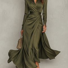 Leona | Wrap-Style Maxi Dress with Collar