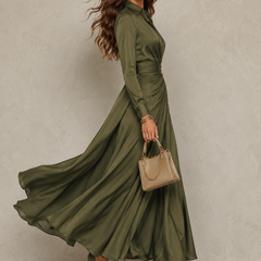 Leona | Wrap-Style Maxi Dress with Collar