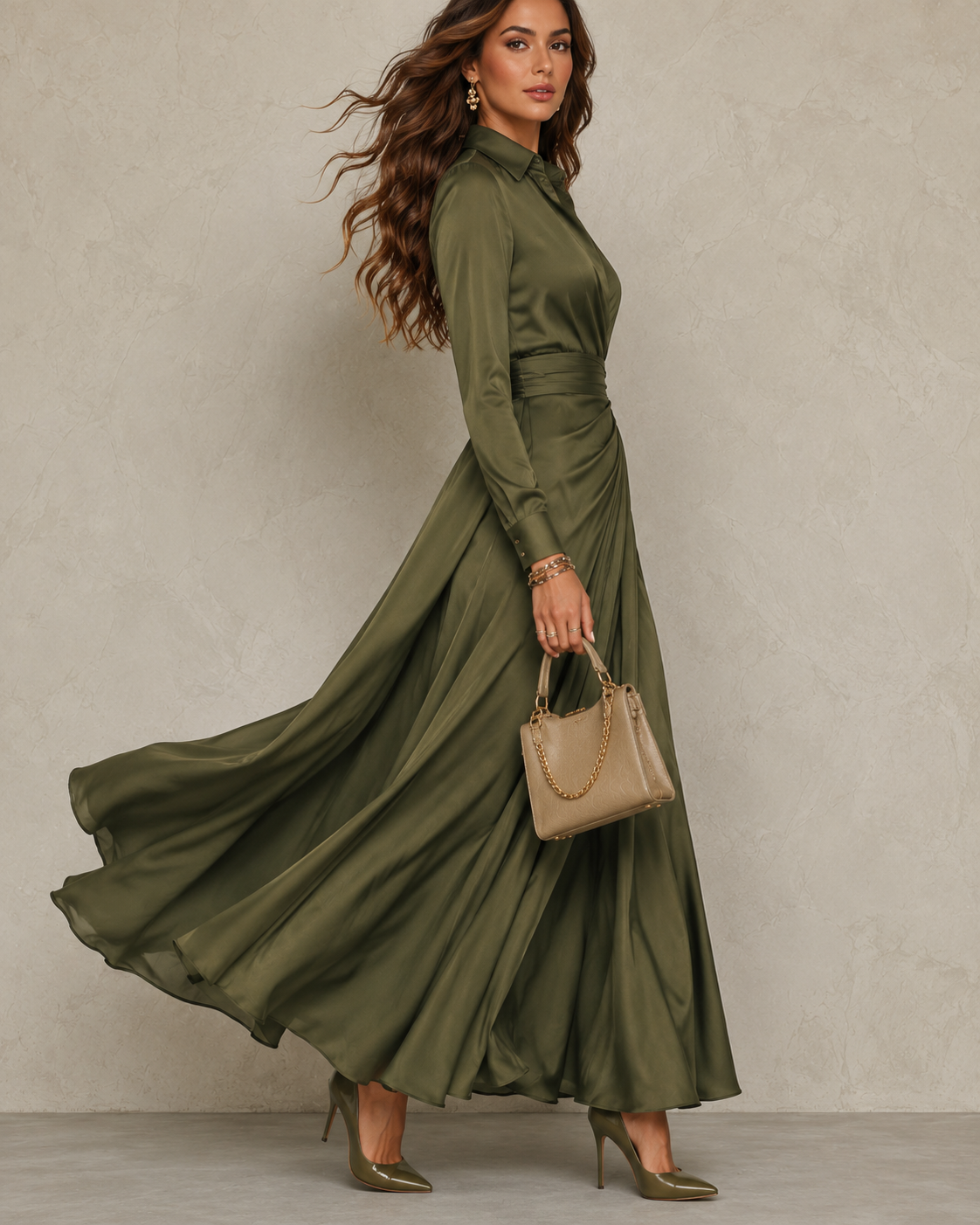 Leona | Wrap-Style Maxi Dress with Collar