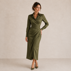 Leona | Wrap-Style Maxi Dress with Collar