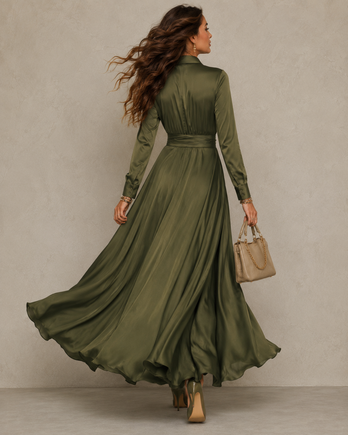 Leona | Wrap-Style Maxi Dress with Collar