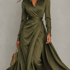 Leona | Wrap-Style Maxi Dress with Collar