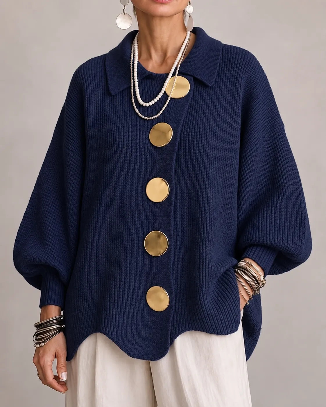 Oversized Button Knit Cardigan