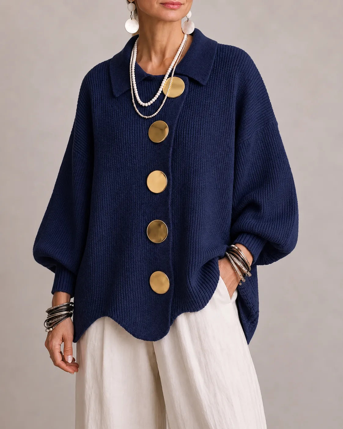 Oversized Button Knit Cardigan