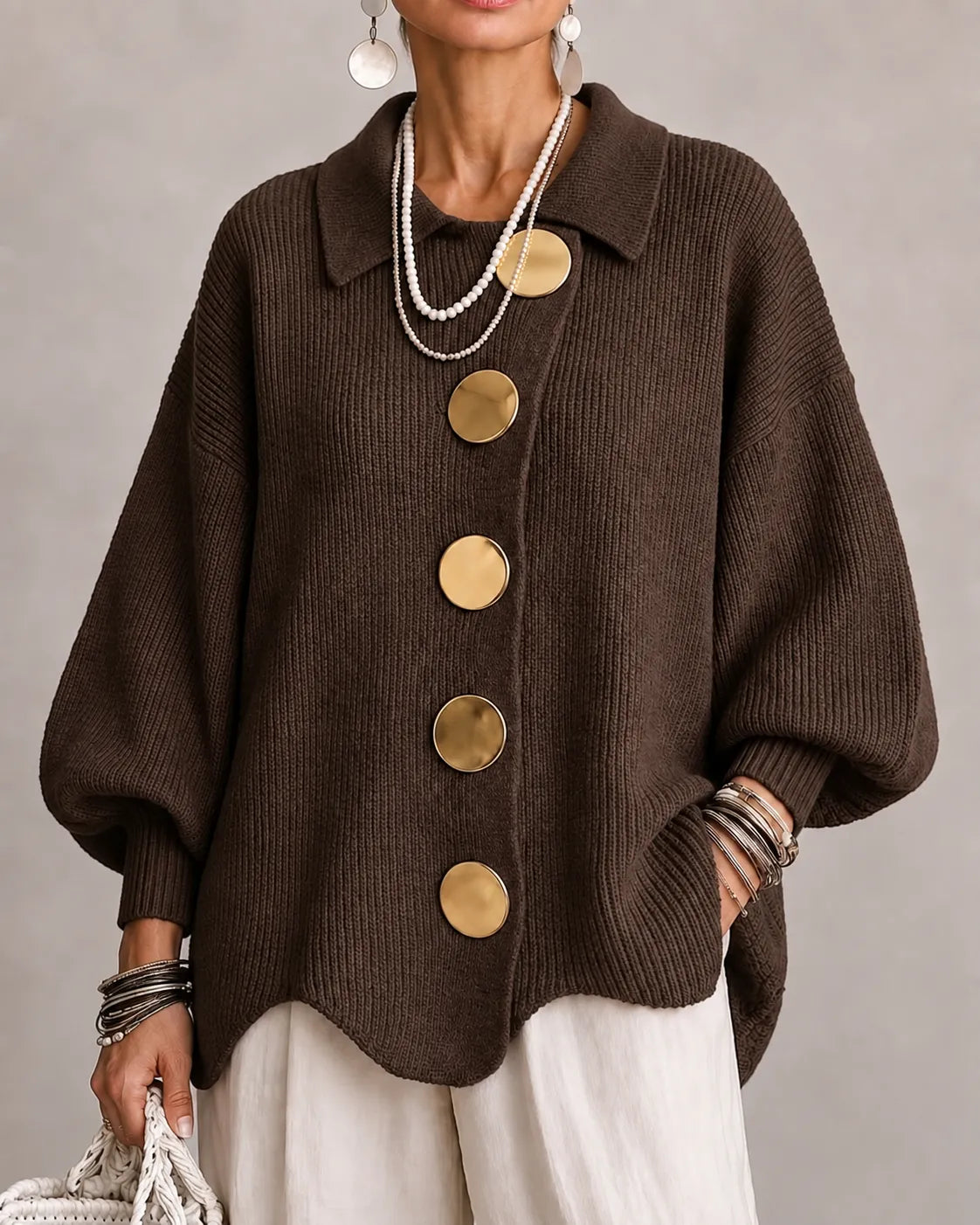 Oversized Button Knit Cardigan