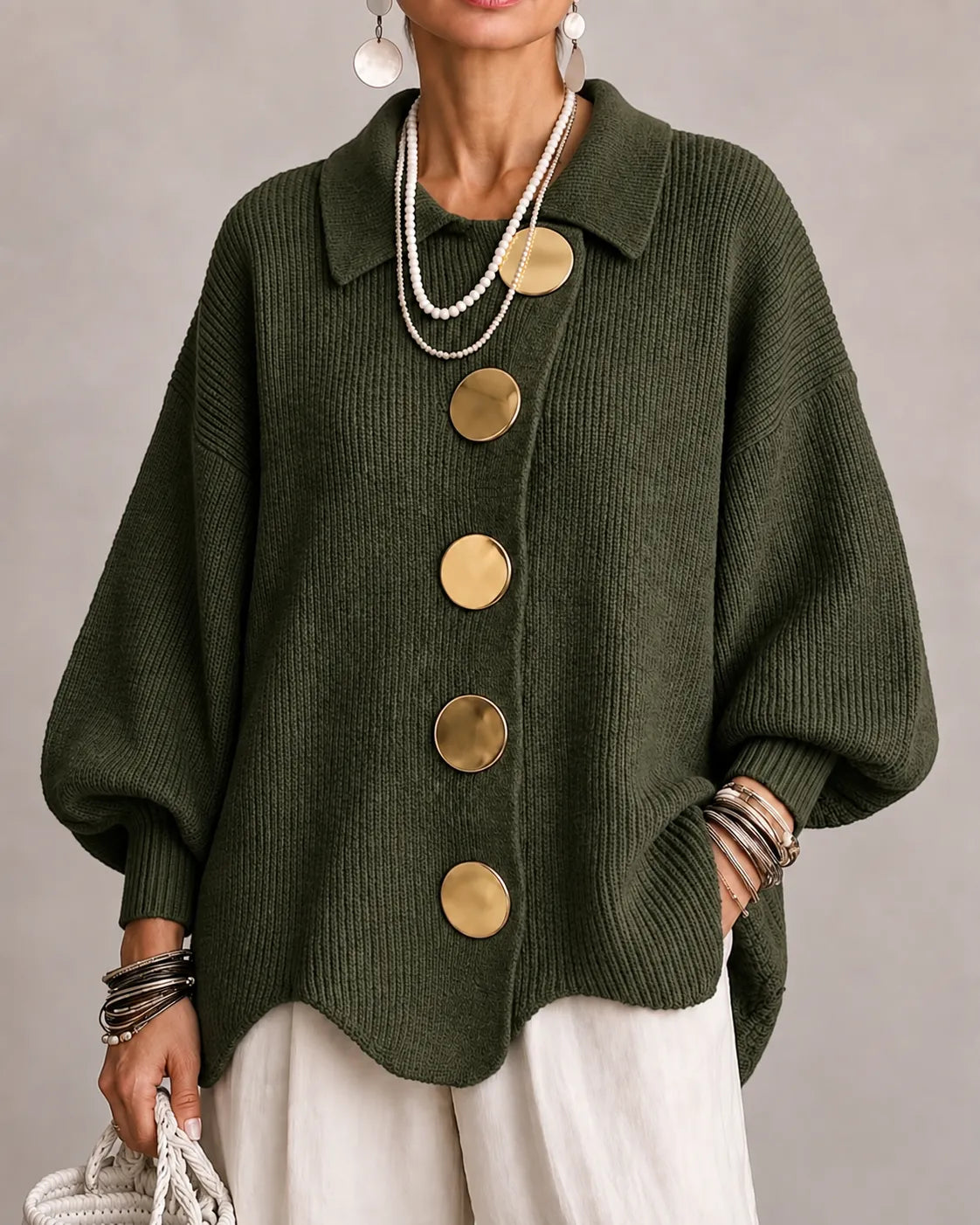 Oversized Button Knit Cardigan