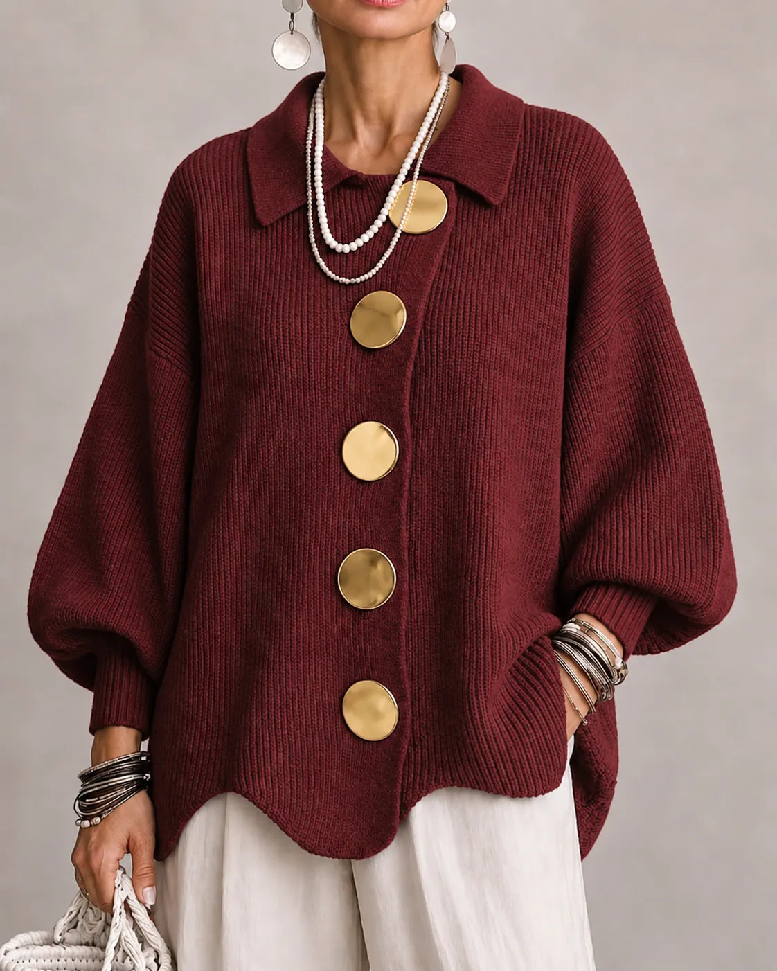 Oversized Button Knit Cardigan