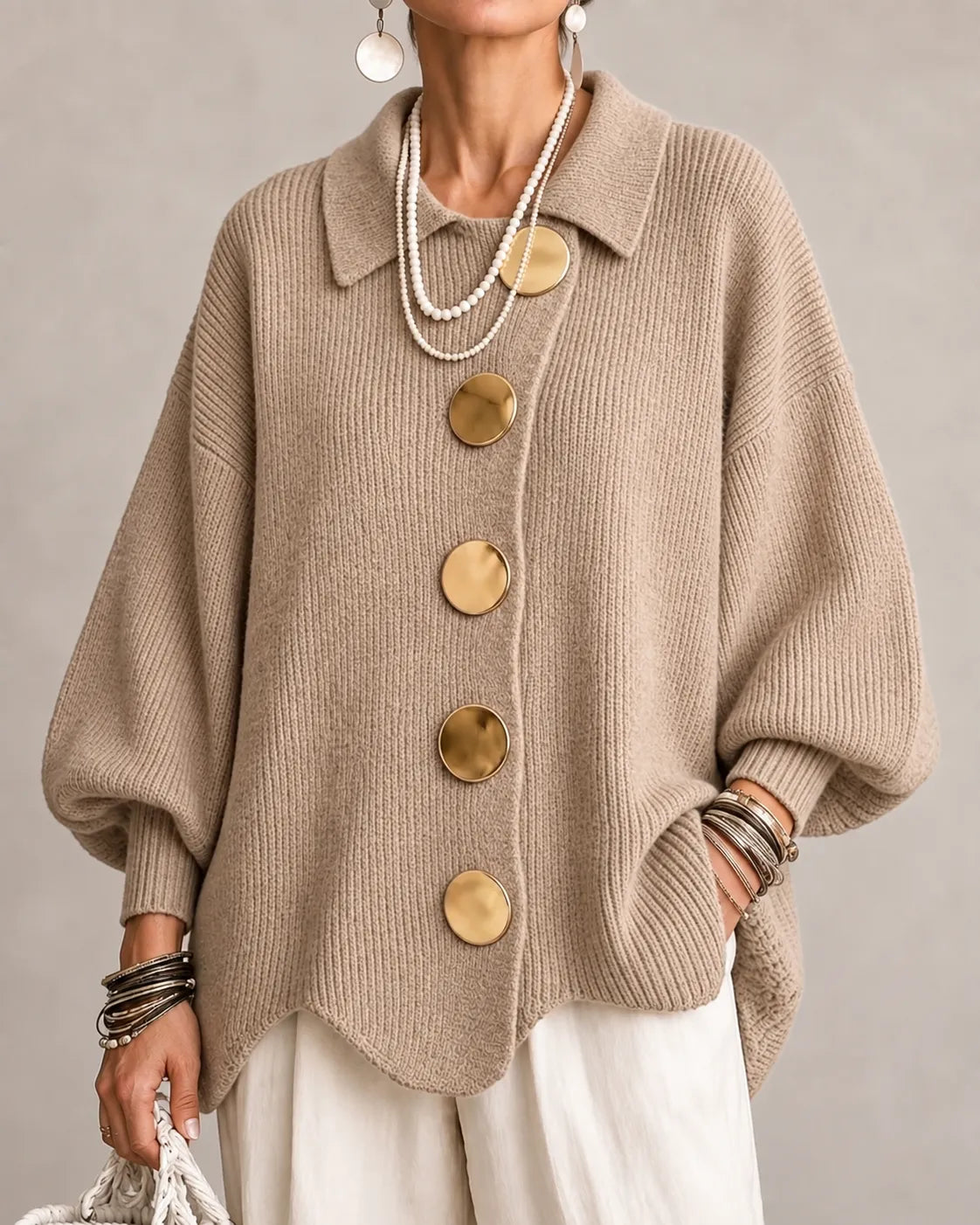 Oversized Button Knit Cardigan