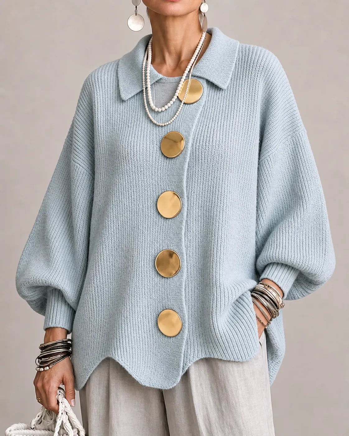 Oversized Button Knit Cardigan