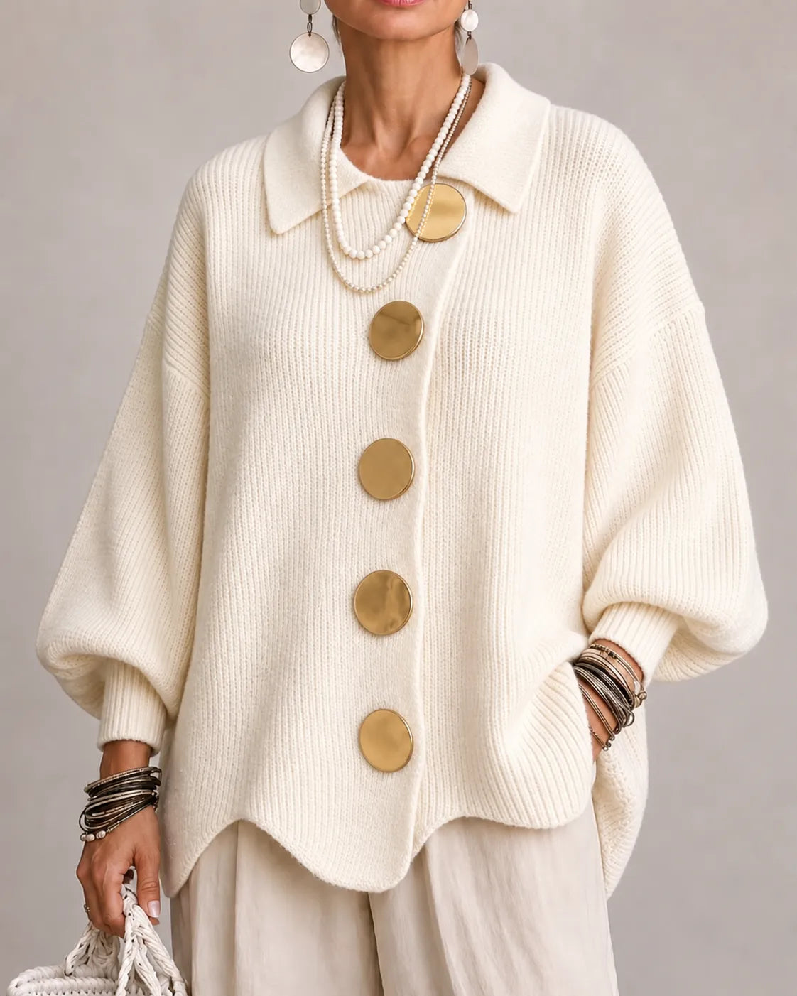 Oversized Button Knit Cardigan