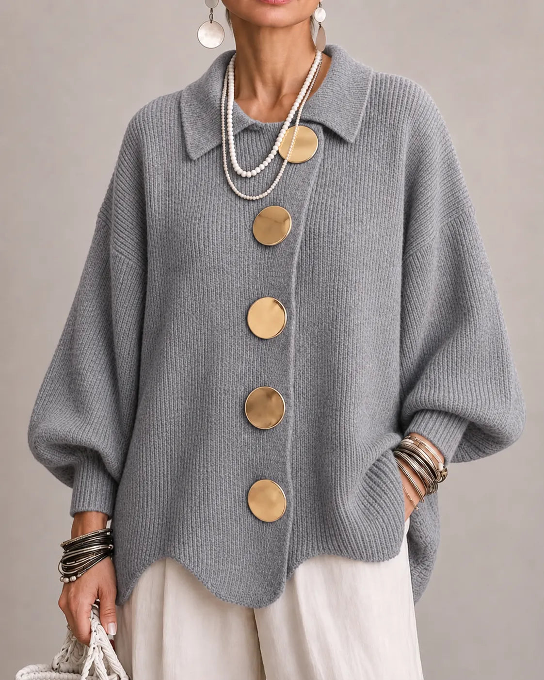 Oversized Button Knit Cardigan