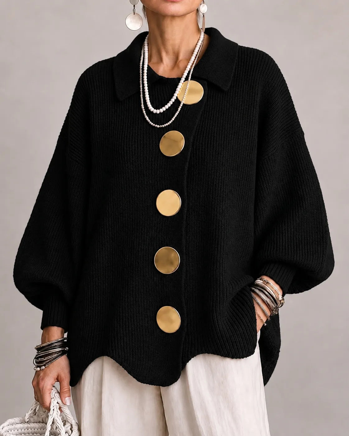 Oversized Button Knit Cardigan