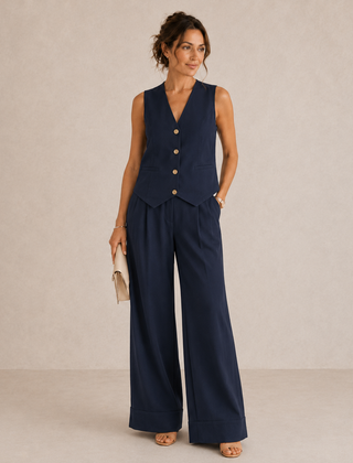Sandra | Slimming Vest & Wide-Leg Pant Set