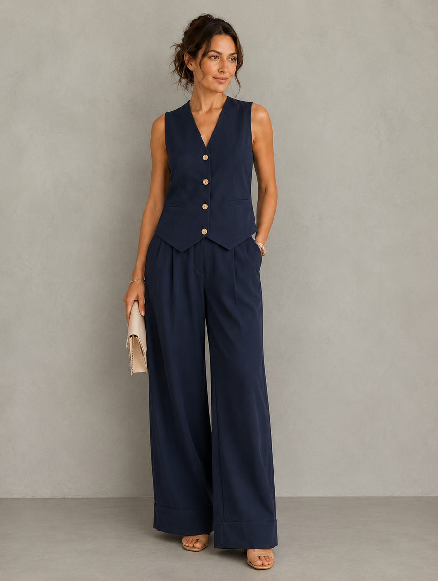Sandra | Slimming Vest & Wide-Leg Pant Set