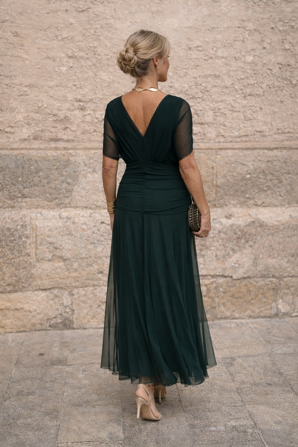 Marella | Sweetheart-Neckline Maxi Dress with Flowing Sleeves