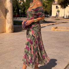 Marella | Sweetheart-Neckline Maxi Dress with Flowing Sleeves