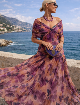 Marella | Sweetheart-Neckline Maxi Dress with Flowing Sleeves