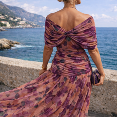 Marella | Sweetheart-Neckline Maxi Dress with Flowing Sleeves