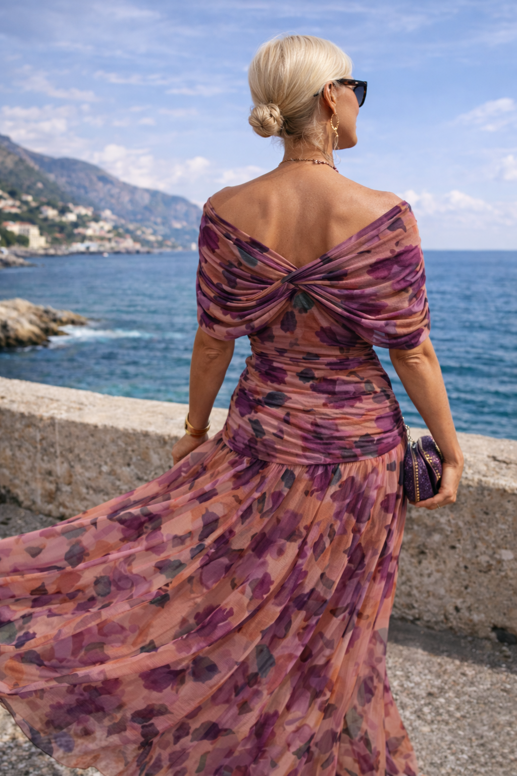 Marella | Sweetheart-Neckline Maxi Dress with Flowing Sleeves