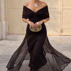 Marella | Sweetheart-Neckline Maxi Dress with Flowing Sleeves
