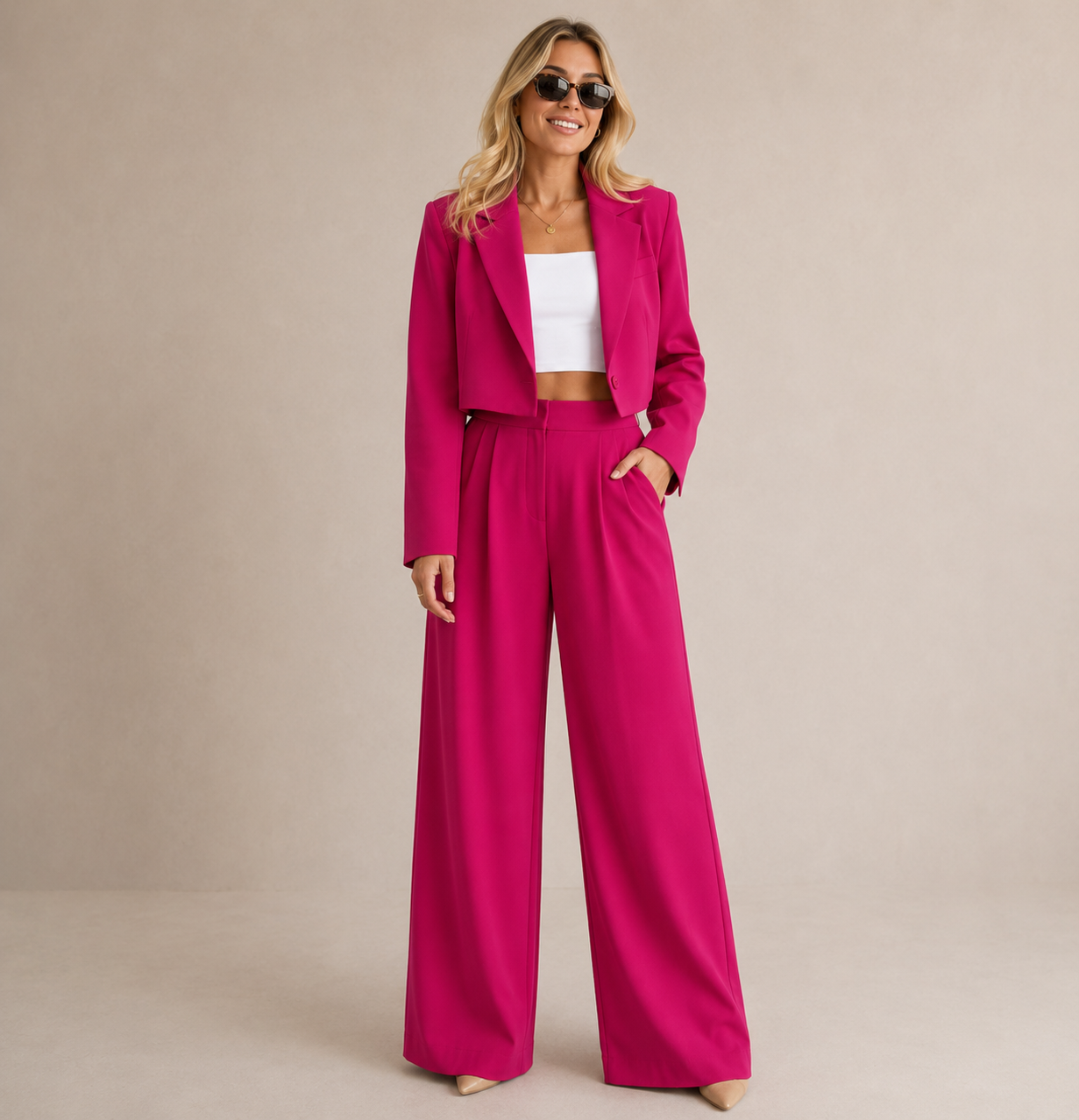Elyse | Cropped Blazer & Wide-Leg Pant Set