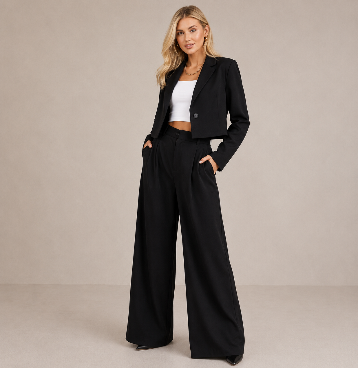 Elyse | Cropped Blazer & Wide-Leg Pant Set